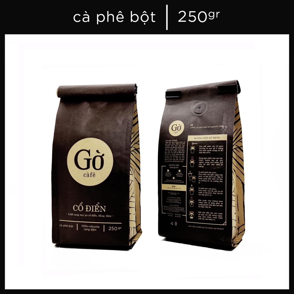 250GR- Gu CỔ ĐIỂN (đắng mạnh)- Cà phê bột rang xay nguyên chất Robusta rang đậm - Gờ cafe