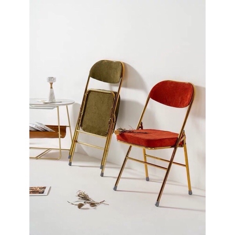 Ghế gấp tựa lưng vải nhung Corduroy cao cấp- phong cách vintage