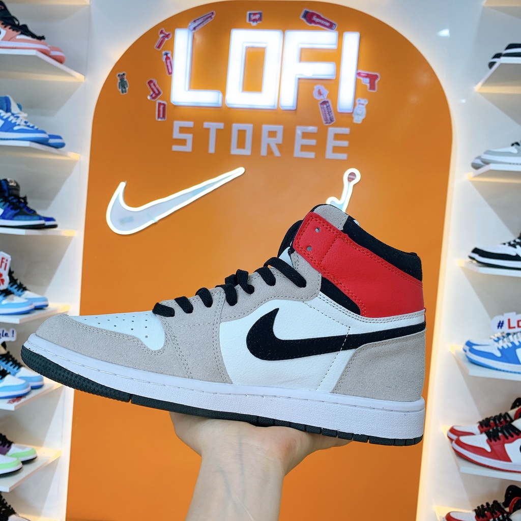 [LOFISTOREE] Giày Sneaker Xám Đỏ Cao Cổ - Giầy Thể Thao Nam Nữ JD