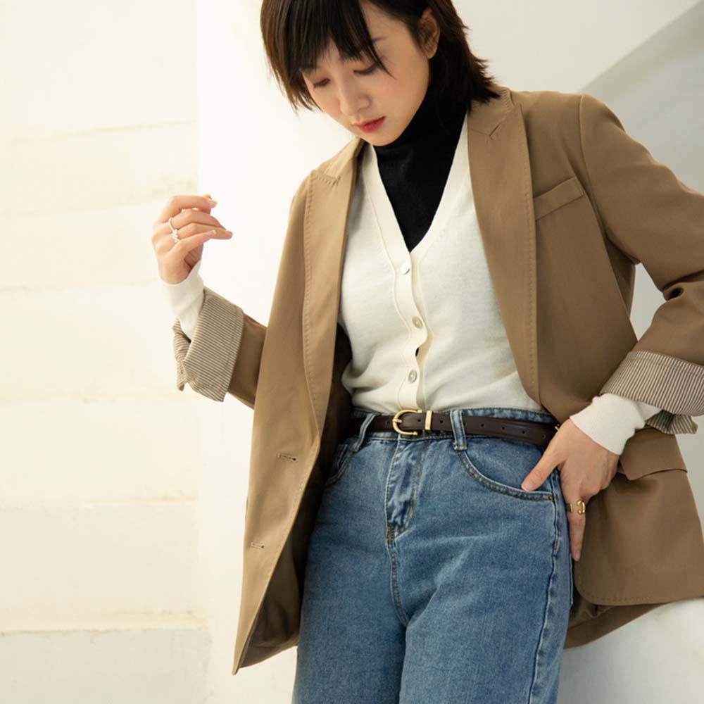 Thắt Lưng Da Bò Mỏng Thời Trang Hàn Quốc Cho Nữ