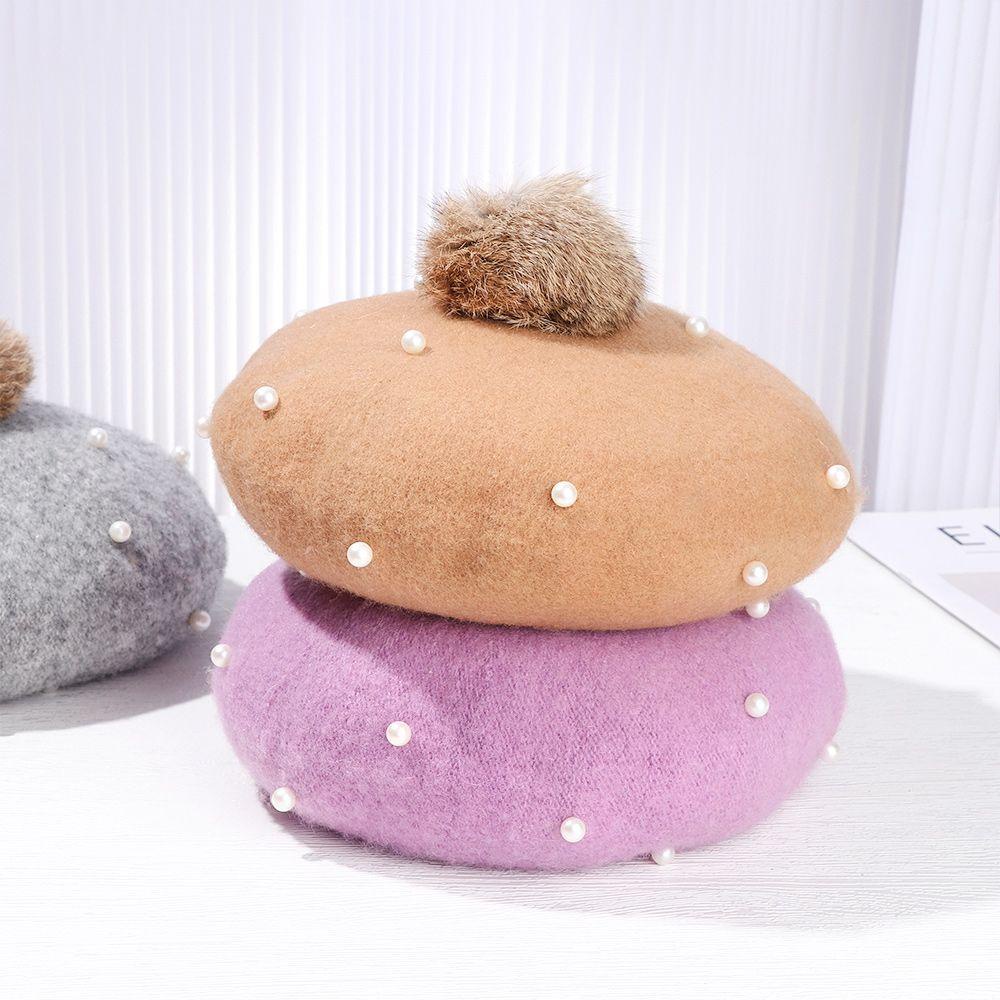 Layor1 Mũ Beret Lông Thỏ Giữ Ấm Mùa Đông Dành Cho Trẻ Em