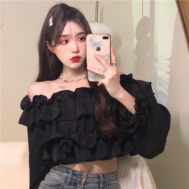 áo croptop nữ Áo Crop Top Lệch Vai Phối Bèo Thời Trang Cho Nữ JL-TX-191