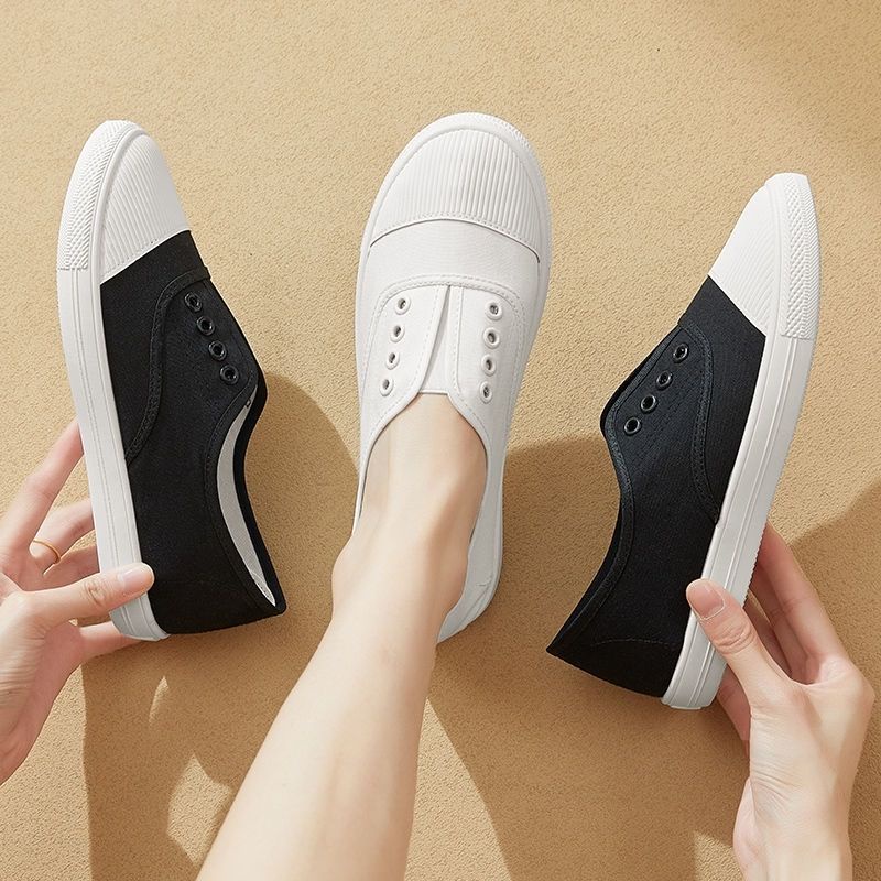 Giày Canvas Mùa Hè Màu Trắng Đế Bằng Thoải Mái Dễ Phối Đồ Phong Cách Hàn Quốc Hàng Mới 2022 Cho Nữ