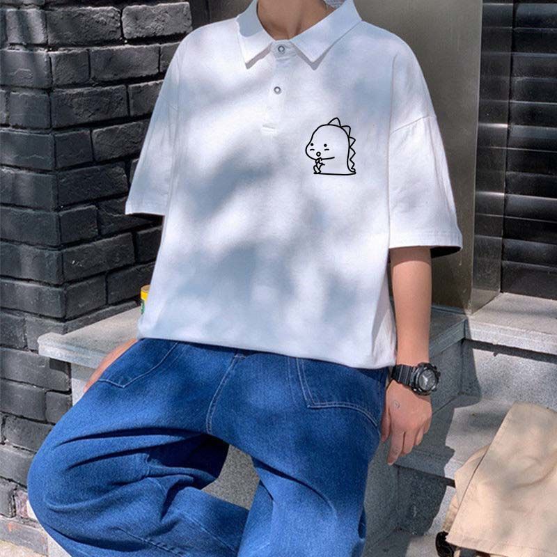 Áo Polo Nam Nữ Form Rộng Chất Thun Mềm Mát Phong Cách In Hình Bé Khủng Long Con Hợp Thời Trang Kịp Xu Hướng TTQ0344