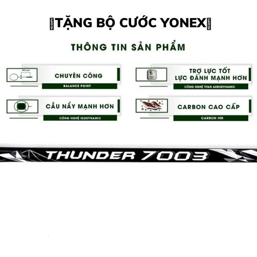 Vợt cầu lông 🎁  ProKennex THUNDER 7003 🎁  BẢO HÀNH 6 THÁNG 🎁 TẶNG KÈM TÚI NHUNG ĐỰNG VỢT🎁 QUẤN CÁN🎁BỘ CƯỚC YONEX🎁