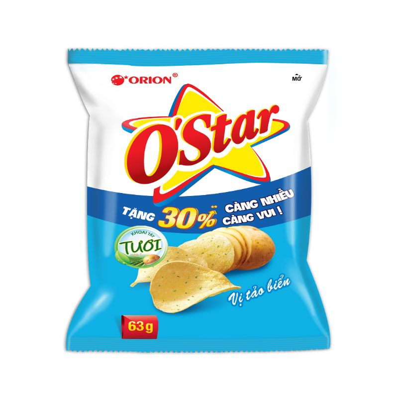 Lô 6 gói Snack khoai tây O'star Orion gói lớn 63g