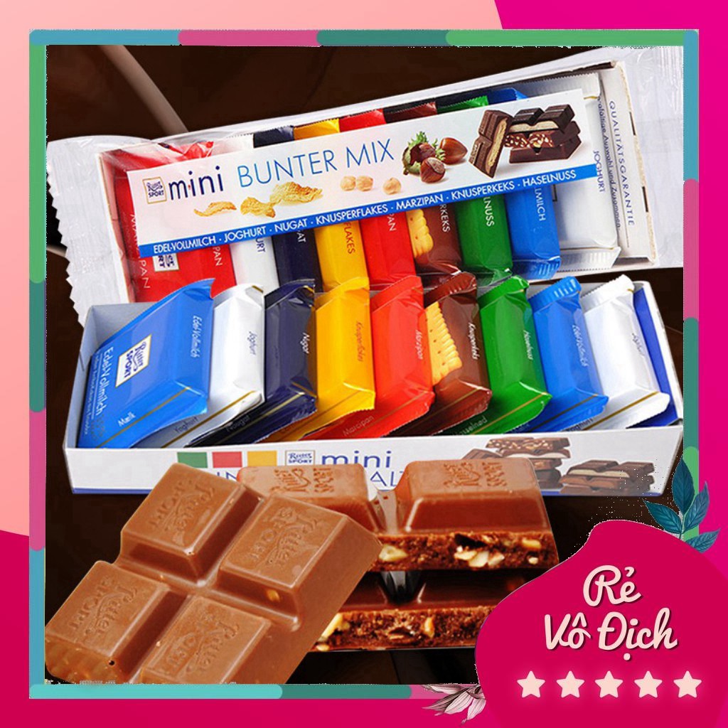 dhtn  Kẹo Socola Ritter Sport mini hỗn hợp 9 chiếc