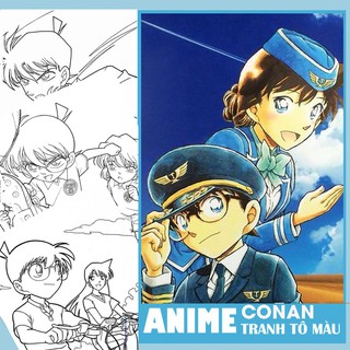 Line art Tranh tô màu Anime khổ A4 (được chọn mẫu) - Cho những bạn yêu thích truyện Conan