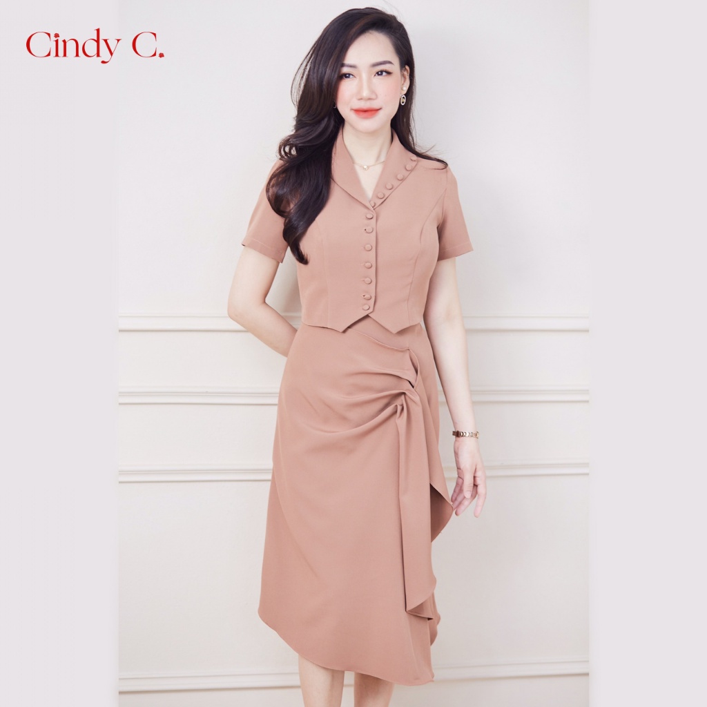 Set Áo sơ mi và chân váy Roger CINDY C tay ngắn chất liệu Tuytsi 642 / 654
