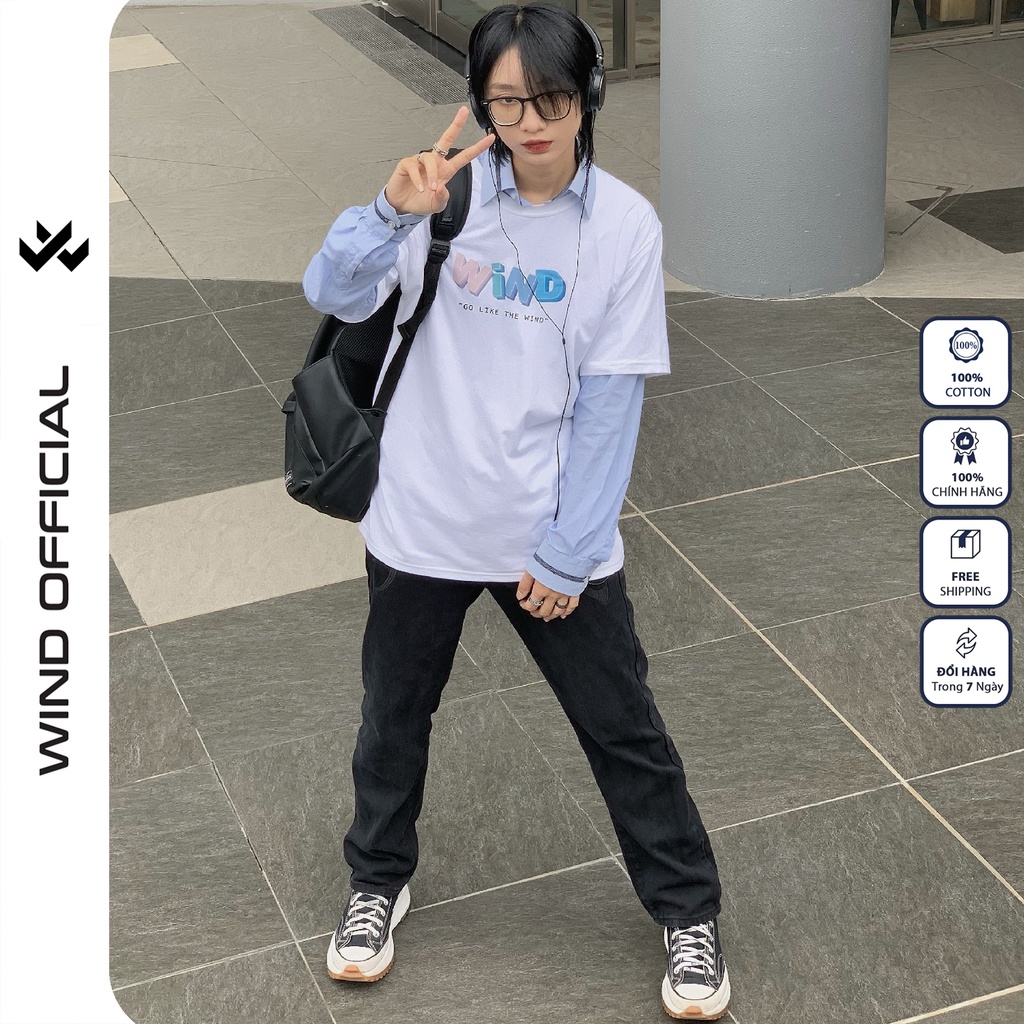 Áo thun tay lỡ form rộng WIND phông unisex 65% cotton COLOR nam nữ oversize ulzzang