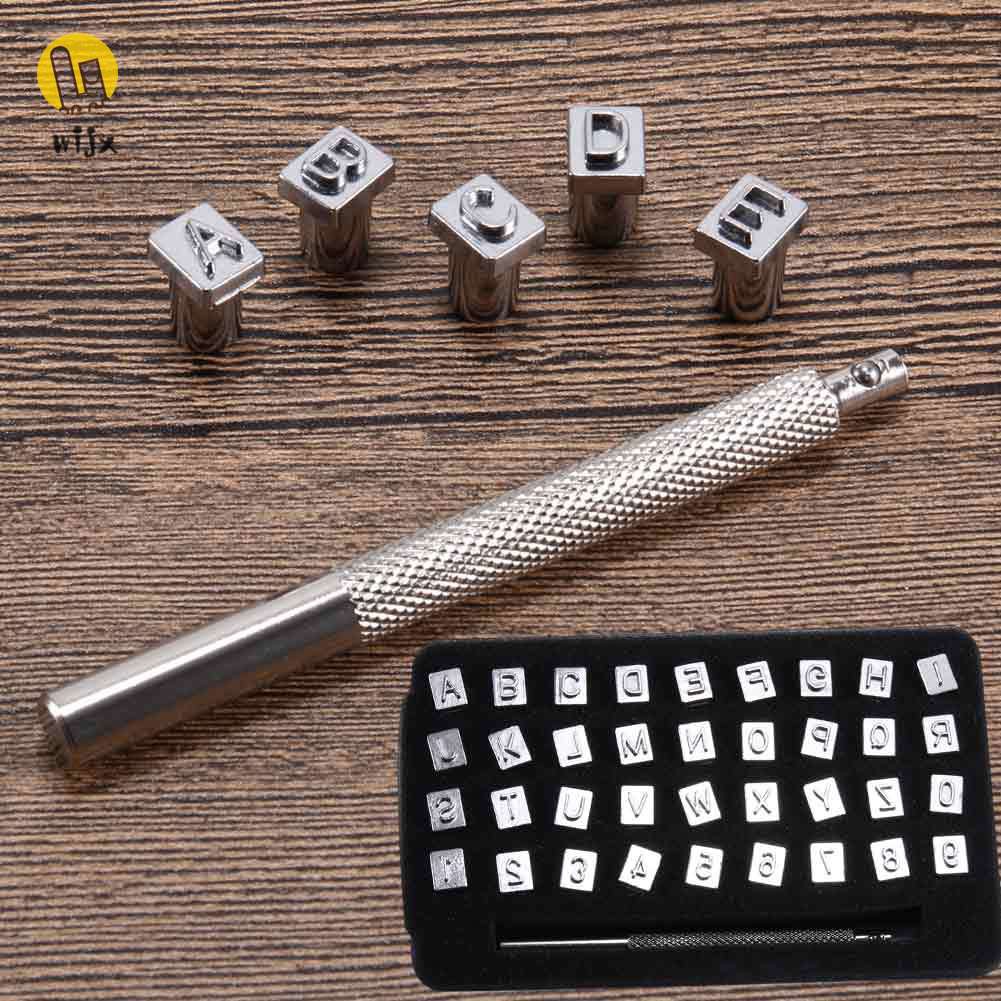 Set dụng cụ con dấu khắc đóng logo hình chữ số và chữ cái alphabet dùng để làm đồ thủ công