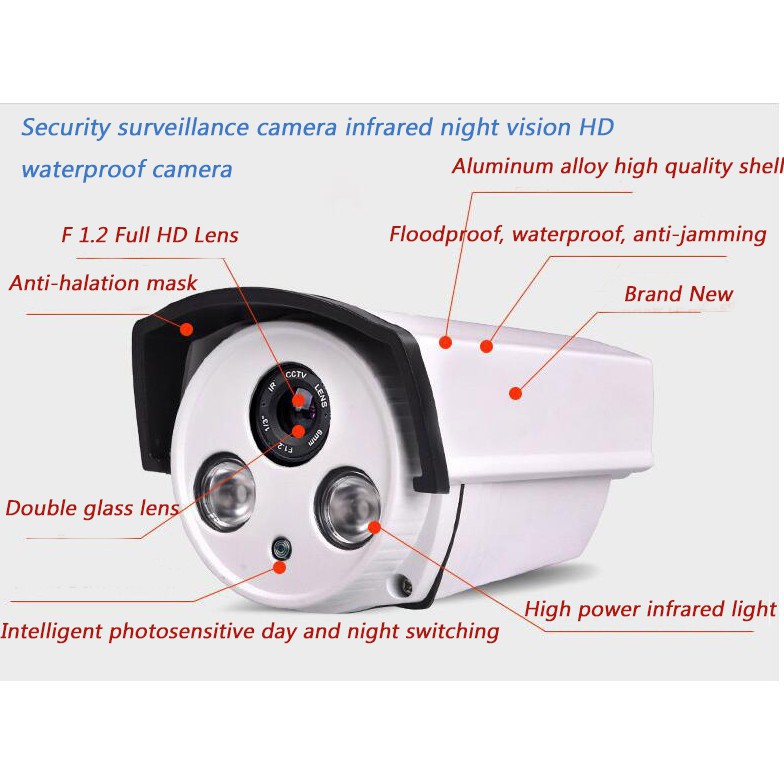 Camera giám sát Full HD chống nước hồng ngoại kèm bộ phụ kiện