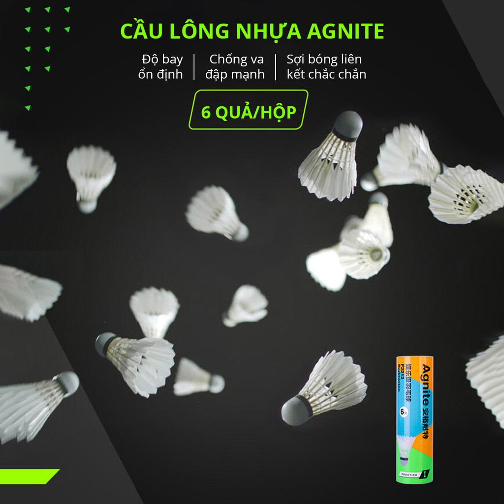 [6 quả] Hộp cầu, ống cầu lông nhựa chính hãng Agnite - siêu bền - phù hợp tập luyện trong nhà tập