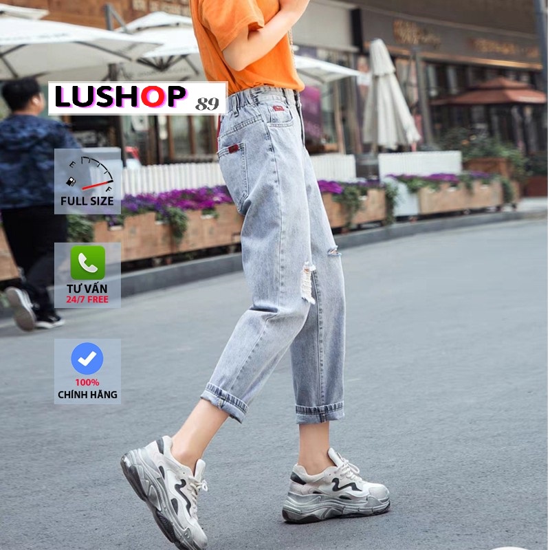 Quần bò baggy nữ quần jeans nữ quần rách phong cách bụi cạp cao quần nữ đẹp 3 size S M L hot Lushop89 QT17 | BigBuy360 - bigbuy360.vn