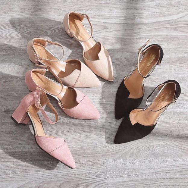 Giày cao gót bít mũi xếp 5 phân