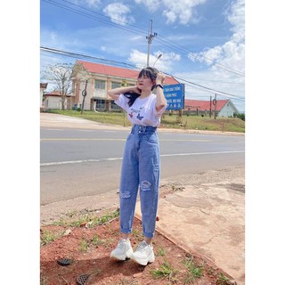 ♻️Quần Baggy Jeans 2 Nút Rách X✨