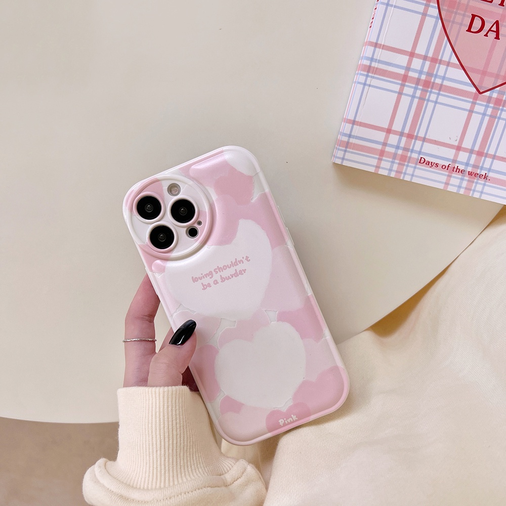 ốp iphone Trái tim màu hồng TPu Silicone Case Điện thoại iPhone 11 Pro Max X Xr Xs 7 8 14 Plus Se 2020 12 pro max 13 mini