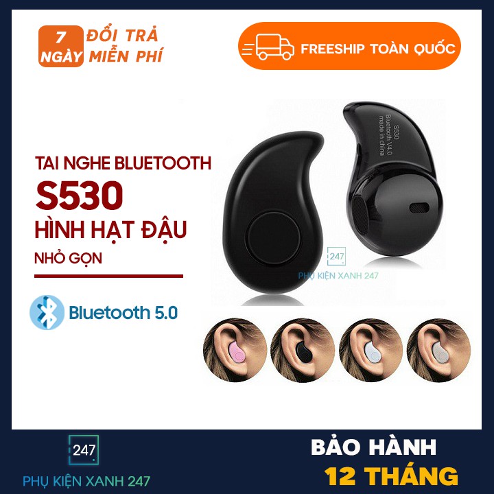 Tai Nghe Bluetooth Không Dây Hạt Đậu S530 ⚡️𝐌𝐈𝐄̂̃𝐍 𝐏𝐇𝐈́ 𝐒𝐇𝐈𝐏⚡️Sành Điệu Pin Trâu - 050