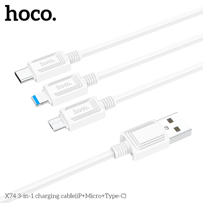 Cáp sạc đa năng 3 đầu Hoco X74 2.0A dài 1m-Hàng Chính Hãng