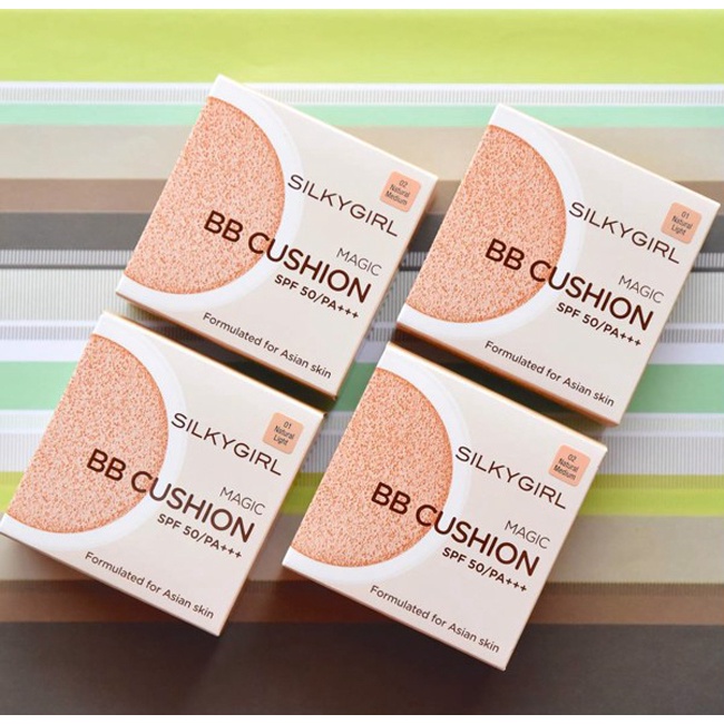 PHẤN NƯỚC CHE PHỦ TỐT, KIỀM DẦU HIỆU QUẢ SILKYGIRL MAGIC BB CUSHION SPF50 15G CHÍNH HÃNG - 9929