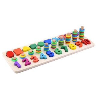 Bộ đồ chơi số và hình khối bằng gỗ cho bé