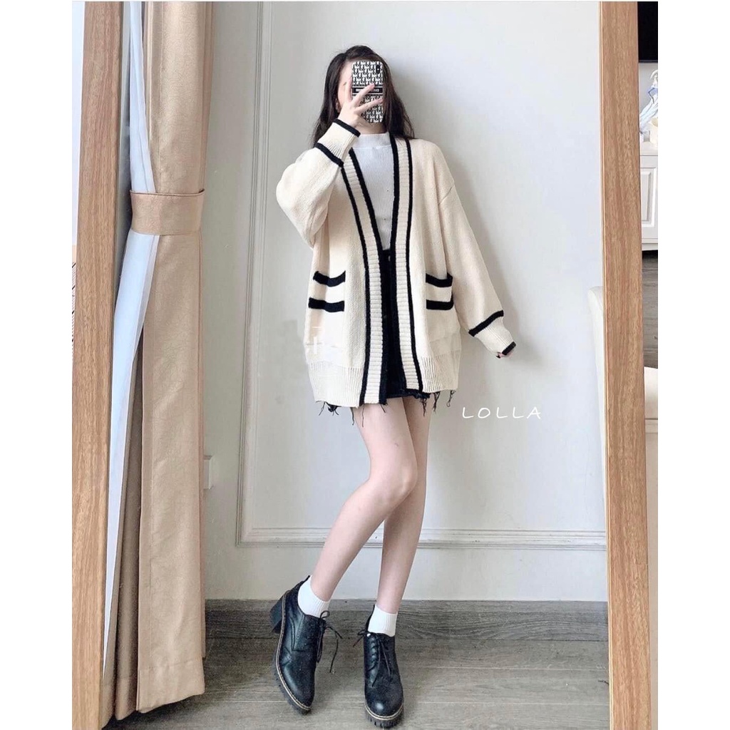 ÁO LEN CARDIGANFREESHIP KẺ 2 MÀU HÀNG CAO CẤP