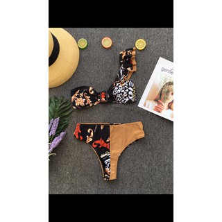 Bikini lệch vai phối màu  ( kèm hình thật)