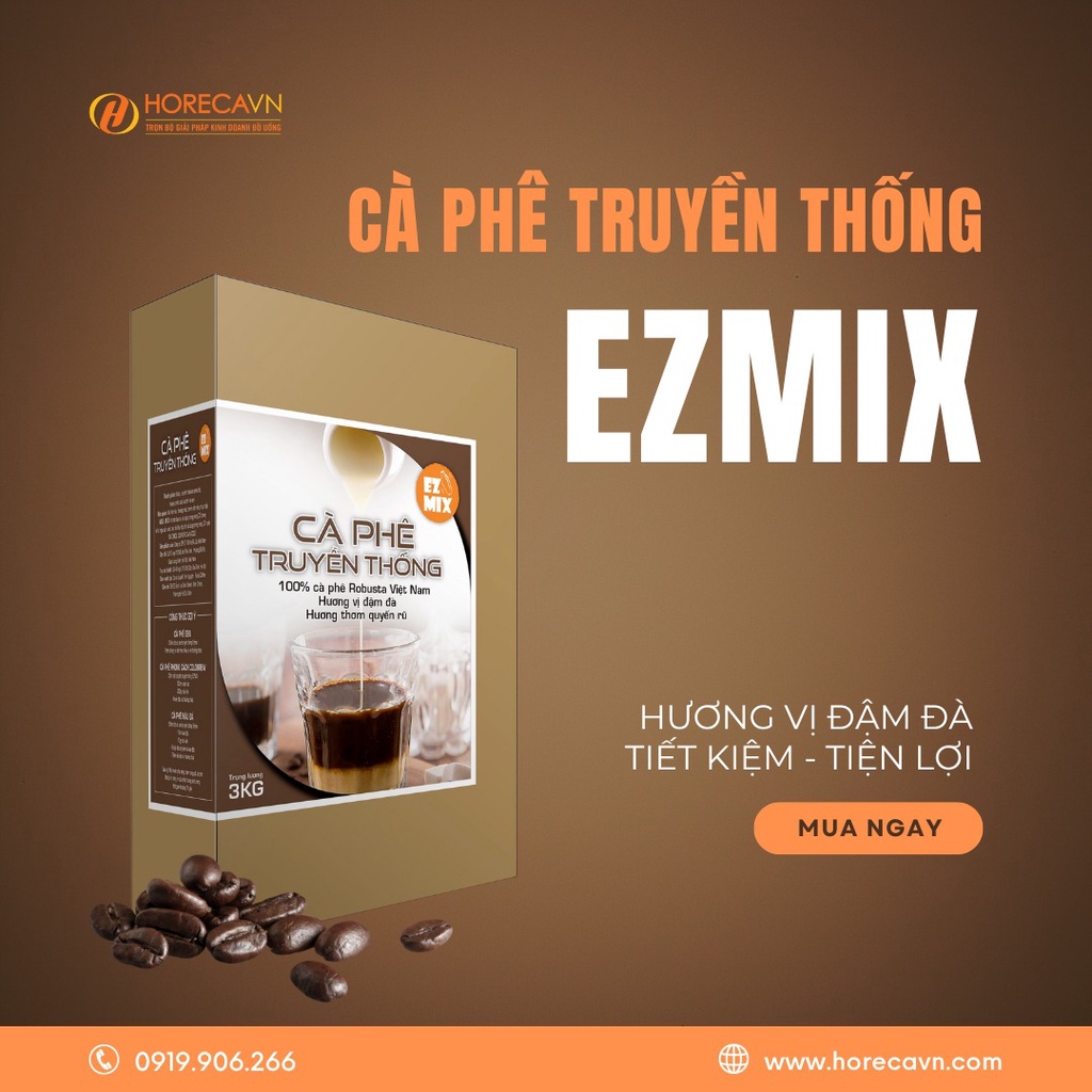 Cà Phê Truyền Thống EZMIX 3KG - HƯƠNG ĐẬM ĐÀ TRUYỀN THỐNG - TIỆN LỢI- DỄ BẢO QUẢN
