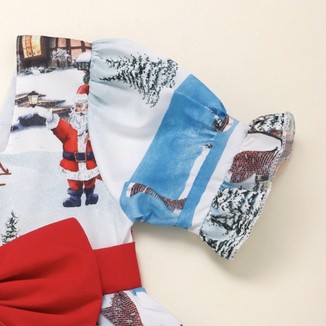 Đầm Công Chúa Tay Ngắn Phối Nơ To vs Hoạ Tiết Đáng Yêu... Cho Bé Từ 0-5 Tuổi.