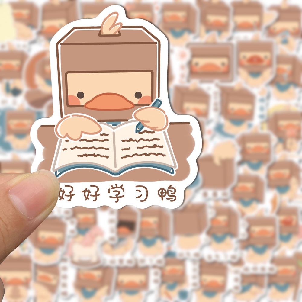 Bộ 50 Miếng Dán Trang Trí Laptop / Điện Thoại Hình Vịt Hoạt Hình Chống Thấm Nước