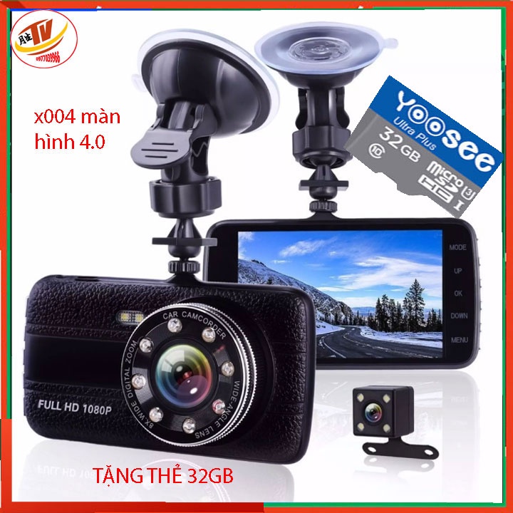 [kèm thẻ 32g] Camera hành trình ô tô Onviz X004 Camera  màn hình 4 inch full HD, ghi hình đa chiều, có chế độ ghi đè