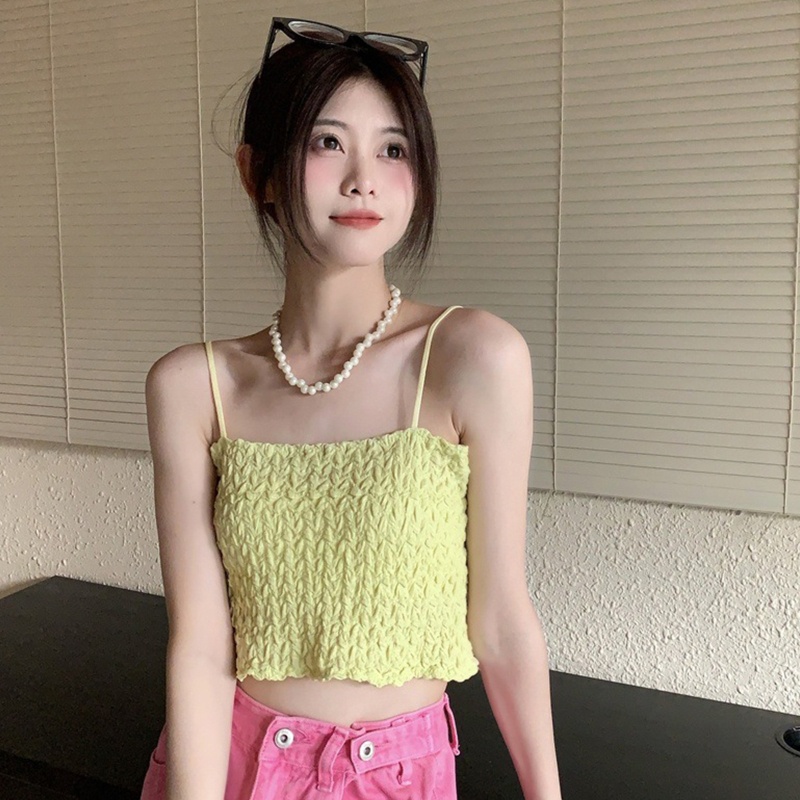 Áo Croptop Hai Dây Xếp Ly Ôm Dáng Gợi Cảm Cho Nữ