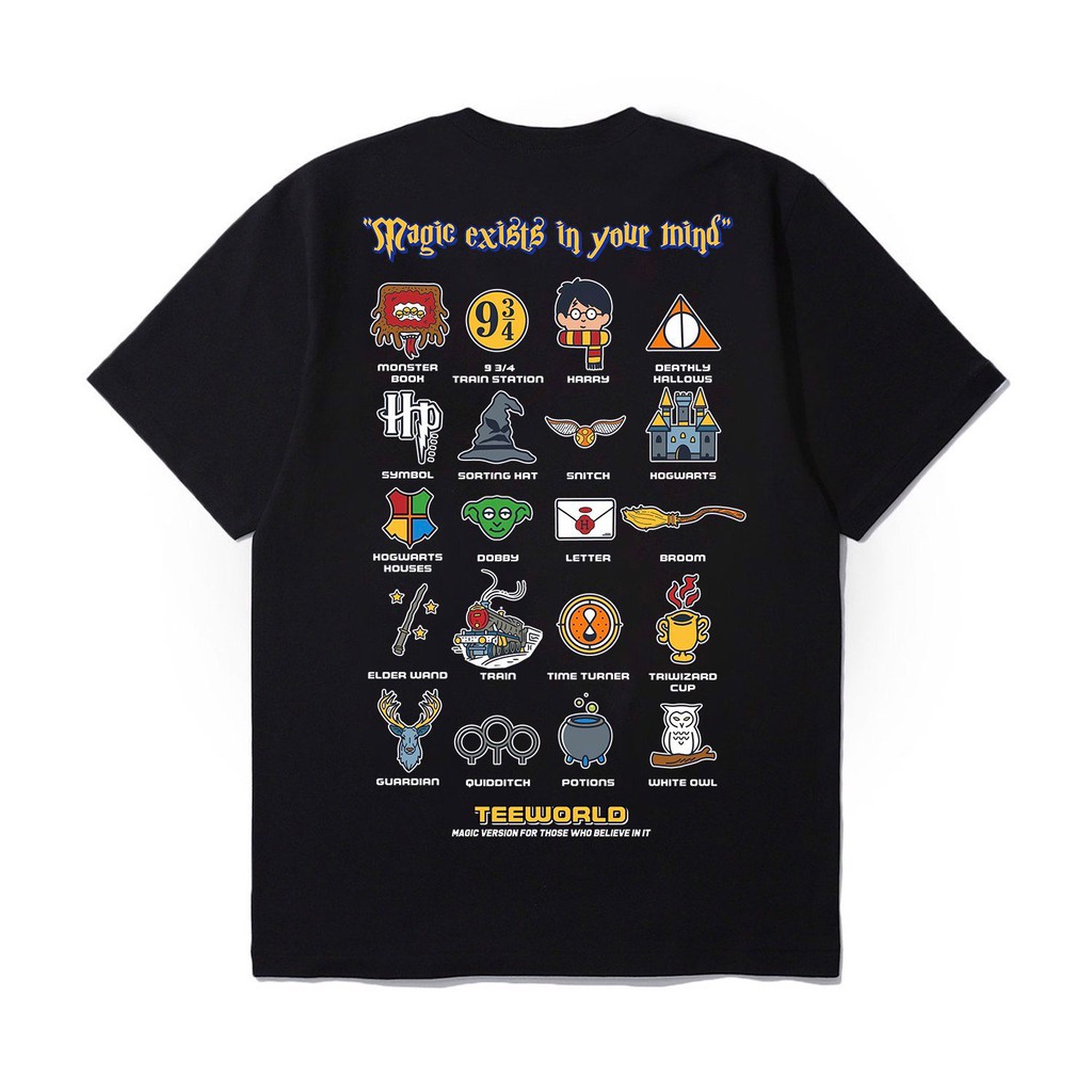 Combo 2 Áo thun Teeworld Harry Porter T-shirt và Teeworld Logo 21 Trắng và Đen Nam Nữ Form Rộng Unisex