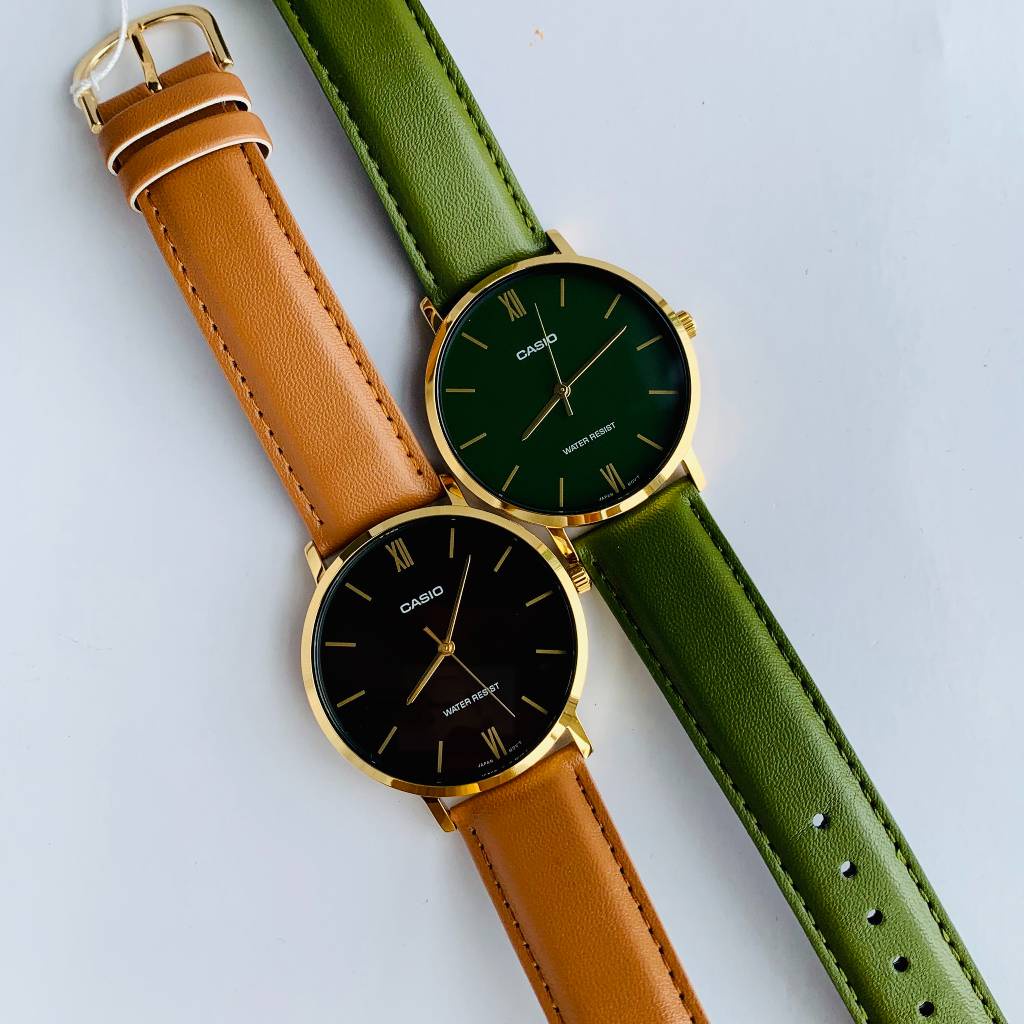 Đồng Hồ Nam Casio MTP-VT01GL-3BUDF Dây Da Xanh Lá Mặt Xanh Lá Size 40mm Bảo Hành 1 Năm Tại Đồng Hồ Doanh Nhân