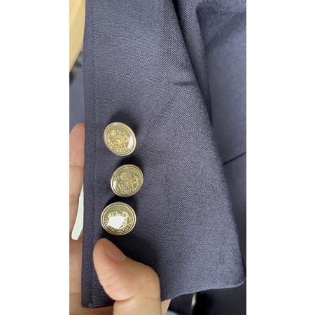 Áo blazer nữ tay dài màu xanh đen hàn quốc vải cao cấp có đệm vai