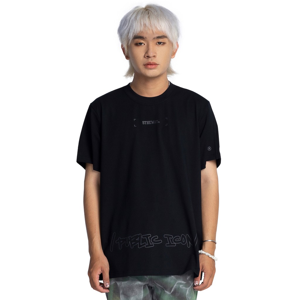 Áo thun 5THEWAY Màu Đen cổ tròn với thiết kế public icon Big Logo Square Tee