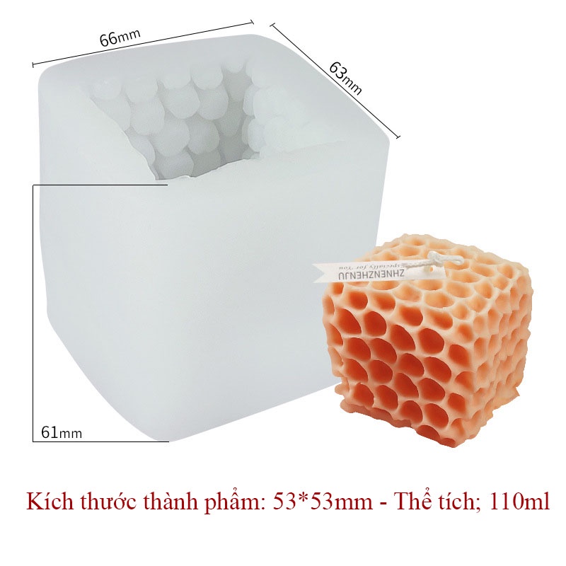 Khuôn Silicon Khối Tổ Ong Vuông - Honeycube
