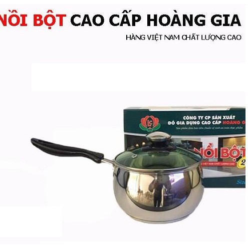 Nồi nấu bột inox Hoàng Gia  loại 12 14 18 cm 1 đáy