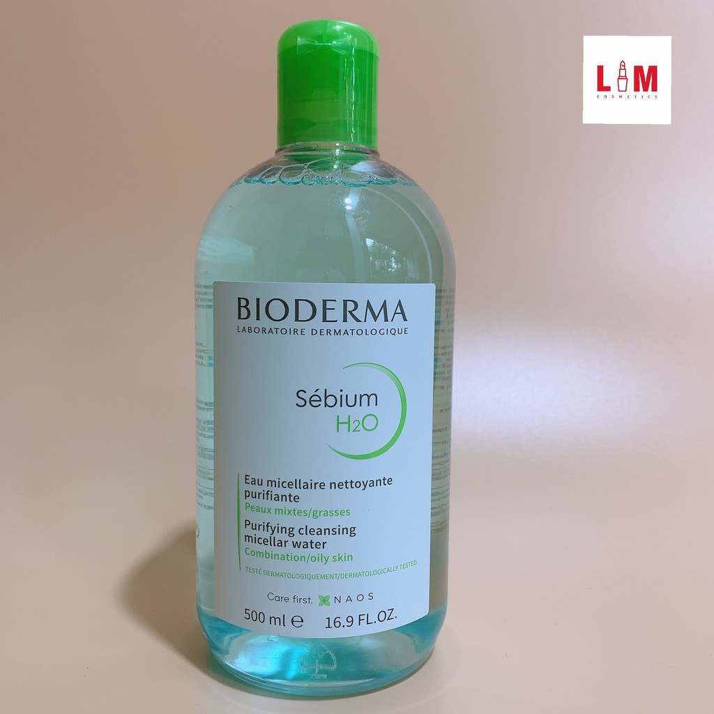 Nước tẩy trang Bioderma Sébium H2O 500ml màu xanh [Chính Hãng]