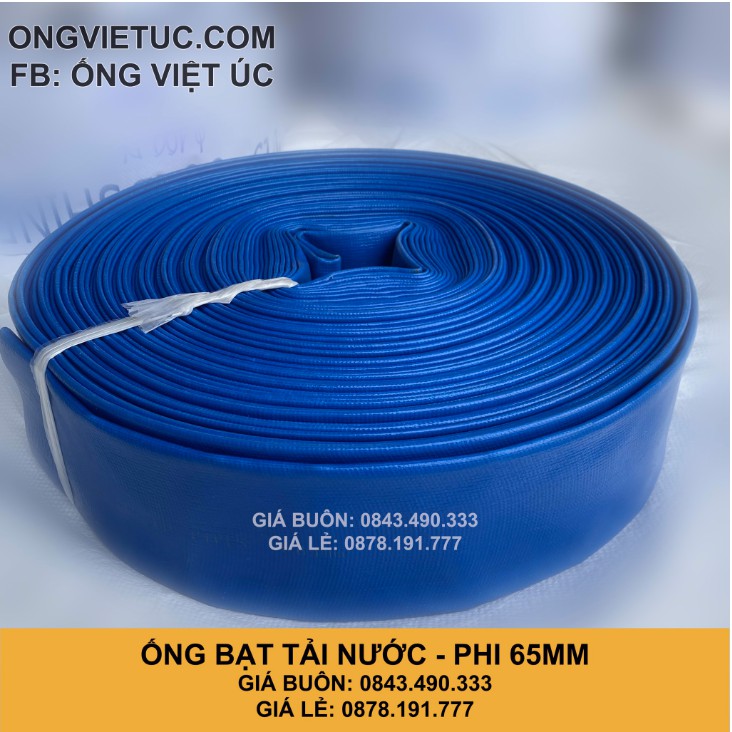 Ống bạt bơm tải nước Việt Úc Phi 60mm (65mm) - Cuộn 20m - bạt cốt dù - bạt xanh - hàng chính hãng AHT