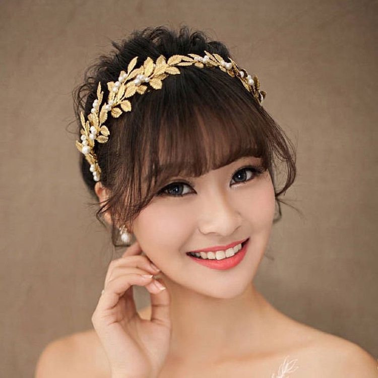 Băng Đô Cài Tóc Hình Chiếc Lá Mạ Vàng Cho Nữ