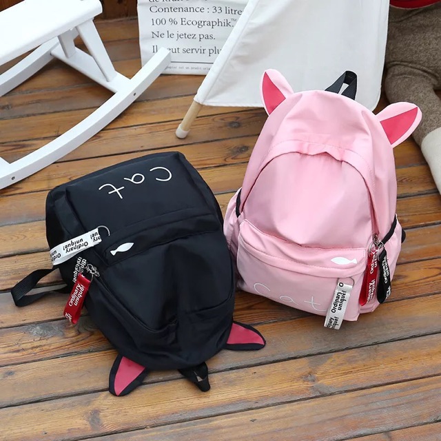 Balo đi học vải dù , balo mèo xinh xắn