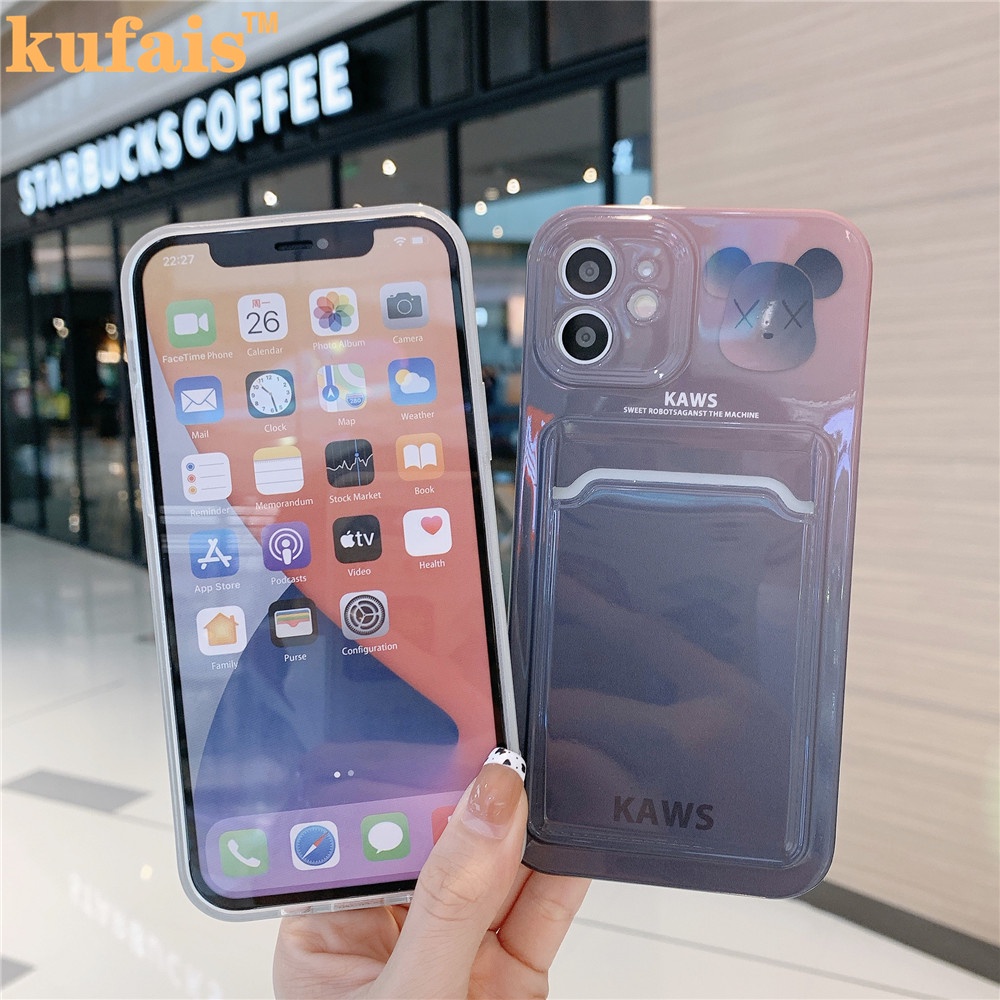 Ốp điện thoại IMD hình gấu có ngăn đựng thời trang cho iPhone 12 Pro MAX 7 8 Plus X XR XS 11 Pro MAX | BigBuy360 - bigbuy360.vn