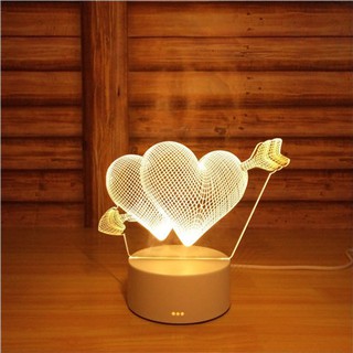 Đèn led 3D mẫu Trái tim mũi tên 1-3-7-16 màu