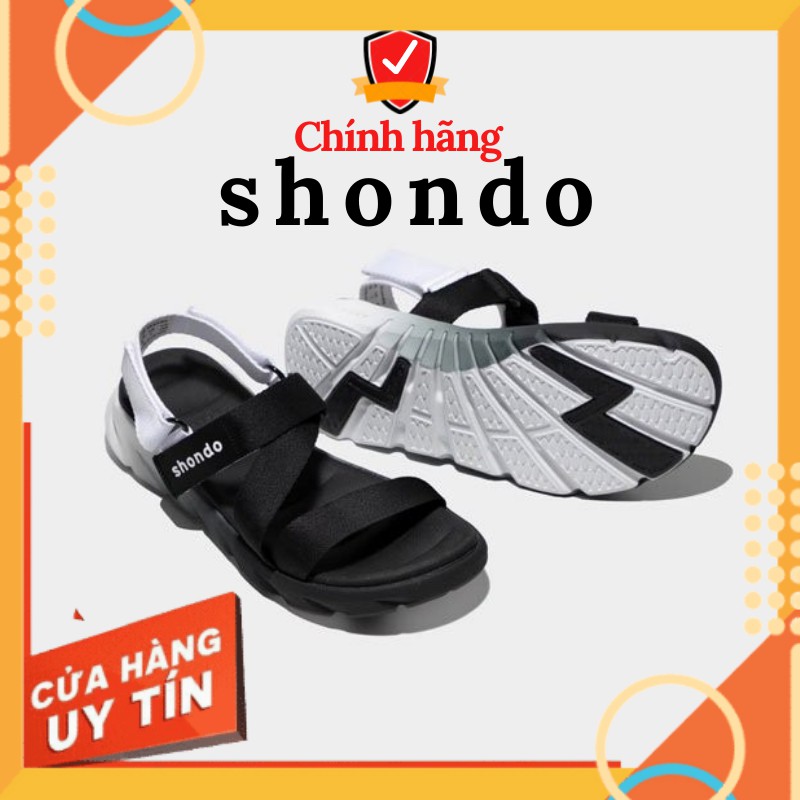 Giày sandal nam nữ SHONDO F6 Sport ombre đế 2 màu đen trắng - Đi học, đi chơi [HÀNG CHÍNH HÃNG]