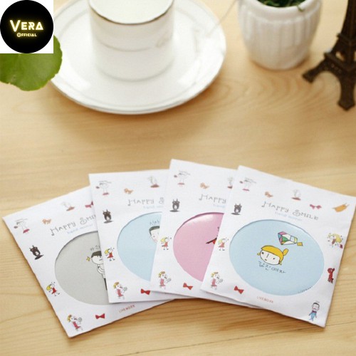 Gương trang điểm mini siêu cute, Gương cầm tay bỏ túi Hàn Quốc tiện lợi viền kim loại_G01