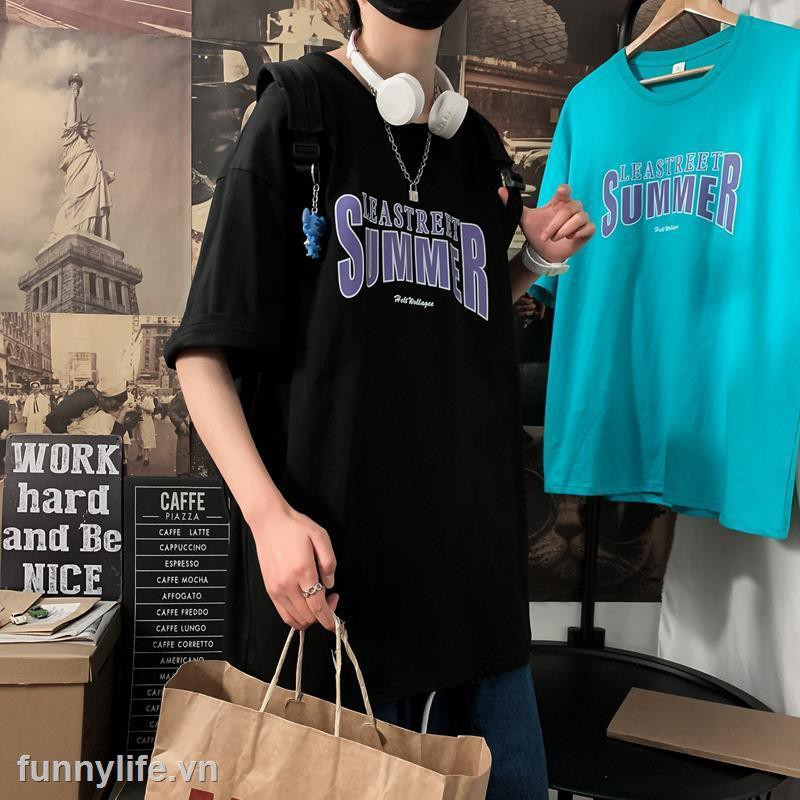 2021Lake blue hiphop fried street short-sleeved t-shirt male Korean version of the trend loose oversize compassionate ins tide brand body