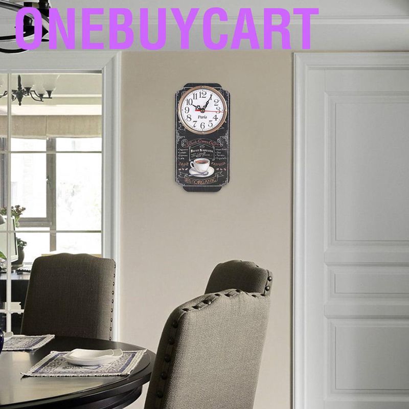 Onebuycart Elegant Style Rectangular Wall Clock Stylish Hanging for Living Room Bar Ornament