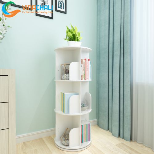 Kệ Để Sách Xoay 360 Nhiều Tầng Gỗ Nhựa PVC Cao Cấp