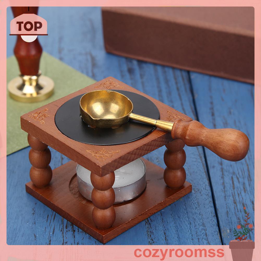Muỗng múc sáp bằng kim loại tay cầm gỗ phong cách retro trang nhã